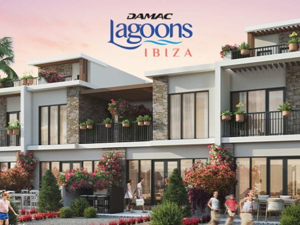 DAMAC Lagoons Ibiza Stadvilla mit vielen glücklichen Menschen